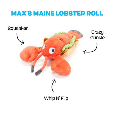 Show full view: BARK Max's Maine Lobster Roll Squeaky Plush Dog Toy, White slide 2 of 8