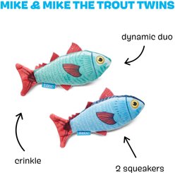 BARK Mike & Mike The Trout Twins Crinkle Squeaky Plush Dog Toy slide 2 of 7