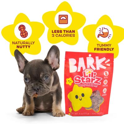 Show full view: BARK Nutty Lil' Starz Peanut Butter & Jelly Flavored Soft & Chewy Dog Training Treats, 6-oz bag, case of 3 slide 4 of 9
