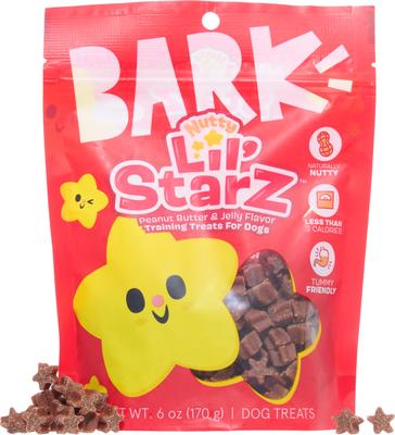 Show full view: BARK Nutty Lil' Starz Peanut Butter & Jelly Flavored Soft & Chewy Dog Training Treats, 6-oz bag slide 5 of 9
