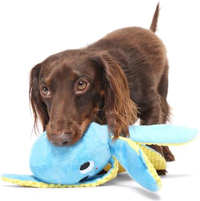 Show full view: BARK Odd Otto Thrasher Squeaky Plush Dog Toy, Blue slide 6 of 9