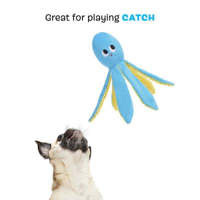 Show full view: BARK Odd Otto Thrasher Squeaky Plush Dog Toy, Blue slide 4 of 9