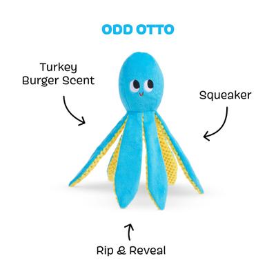 BARK Odd Otto Thrasher Squeaky Plush Dog Toy, Blue - Chewy.com