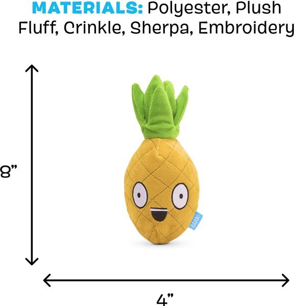 BARK Penny the Pineapple Rip & Reveal Squeaky Plush Dog Toy, Brown