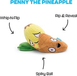 BARK Penny the Pineapple Rip & Reveal Squeaky Plush Dog Toy, Brown, Small slide 2 of 7