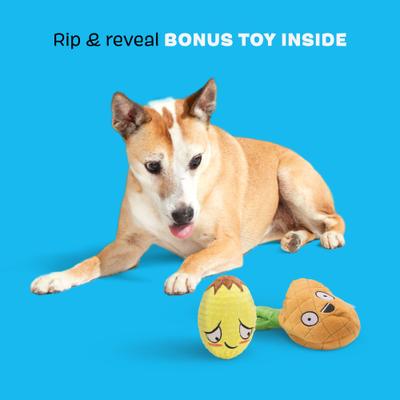 Show full view: BARK Penny the Pineapple Rip & Reveal Squeaky Plush Dog Toy, Brown, Small slide 4 of 8