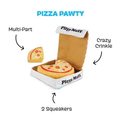 Show full view: BARK Pizza Pawty Multi-Part Squeaky Plush Dog Toy slide 2 of 9