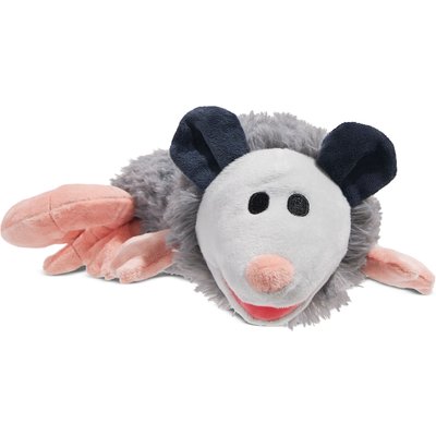 BARK BARK Poppy Possum Thrasher Squeaky Plush Dog Toy, Grey