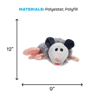 Show full view: BARK Poppy Possum Thrasher Squeaky Plush Dog Toy, Grey slide 5 of 8