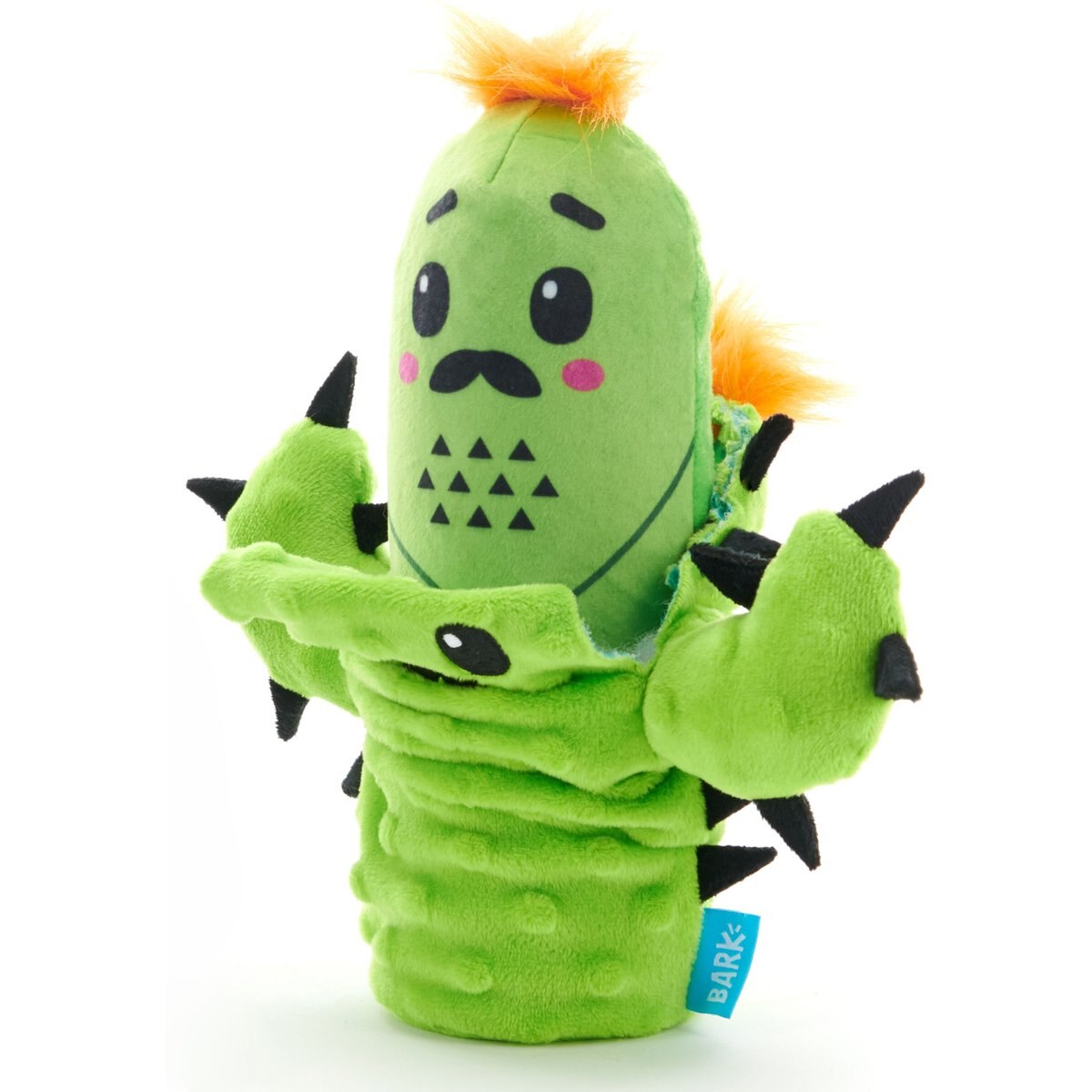 BARK Prickly Pete Rip & Reveal Squeaky Plush Dog Chew Toy, Green