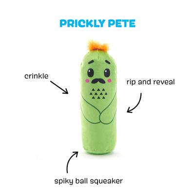 Show full view: BARK Prickly Pete Rip & Reveal Squeaky Plush Dog Chew Toy, Green slide 2 of 8
