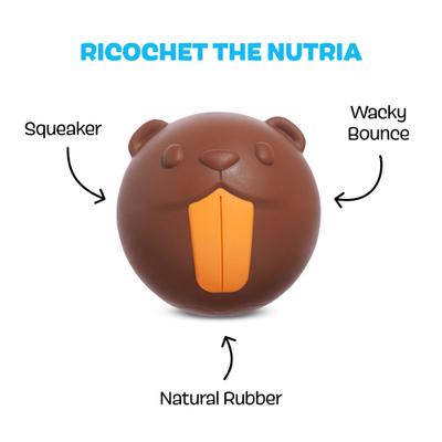 Show full view: BARK Ricochet the Nutria Tough Dog Chew Toy, Brown, Large slide 2 of 8