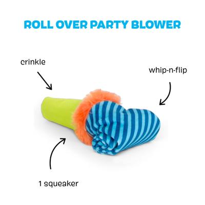 Show full view: BARK Roll Over Party Blower Whip & Flip Plush Dog Toy slide 3 of 9