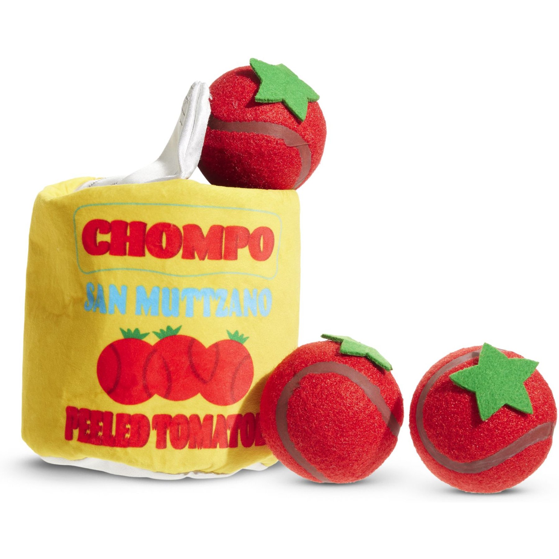BARK San Muttzano Tomatoes Squeaky Ball Plush Dog Toy, Red, Small