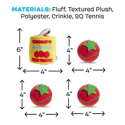 Show full view: BARK San Muttzano Tomatoes Squeaky Ball Plush Dog Toy, Red, Small slide 5 of 9