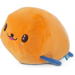 BARK Santiago Seal Rip & Reveal Crinkle Squeaky Plush Dog Toy, Orange