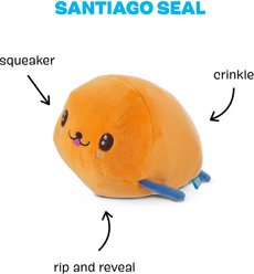 BARK Santiago Seal Rip & Reveal Crinkle Squeaky Plush Dog Toy, Orange slide 2 of 7