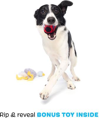 Show full view: BARK Shiba Emu Rip & Reveal Squeaky Plush Dog Toy, Grey slide 4 of 8