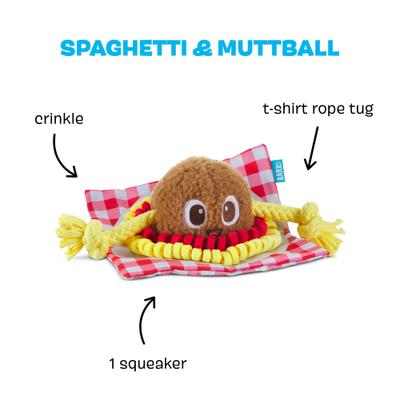 Show full view: BARK Spaghetti & Muttball Rope Squeaky Plush Dog Chew Toy slide 2 of 8