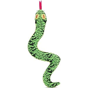 BARK Steve Squeaky Plush Snake Dog Toy, Green