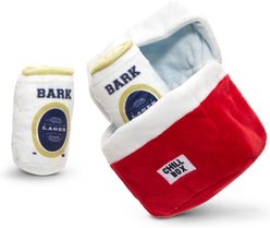 BARK Sub-Zero Camping Hero Multi-Part Squeaky Plush Dog Toy, Red, Small
