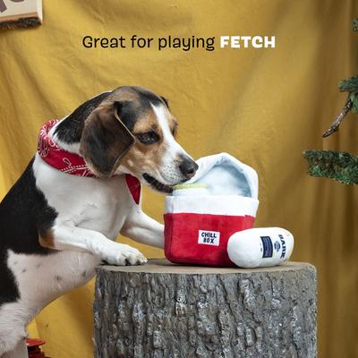 Show full view: BARK Sub-Zero Camping Hero Multi-Part Squeaky Plush Dog Toy, Red, Small slide 4 of 8