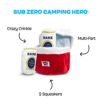 Show full view: BARK Sub-Zero Camping Hero Multi-Part Squeaky Plush Dog Toy, Red, Small slide 2 of 8