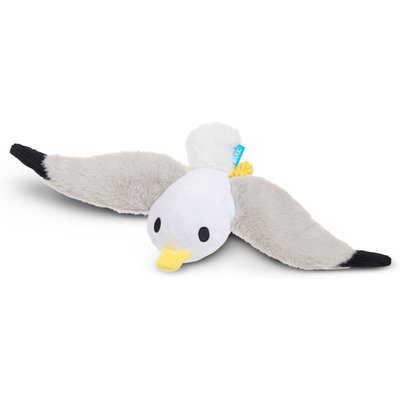 BARK BARK Sully the Gully Thrasher Squeaky Plush Dog Tug Toy, Grey