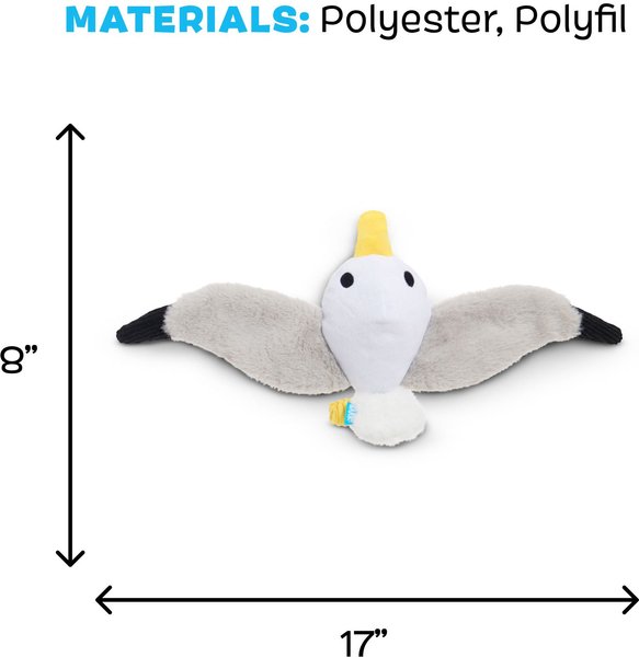 Show full view: BARK Sully the Gully Thrasher Squeaky Plush Dog Tug Toy, Grey slide 5 of 8