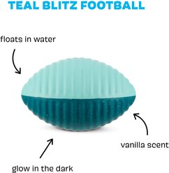 BARK Super Chewer Blitz Football Floating Tough Dog Chew Toy, Teal slide 2 of 7