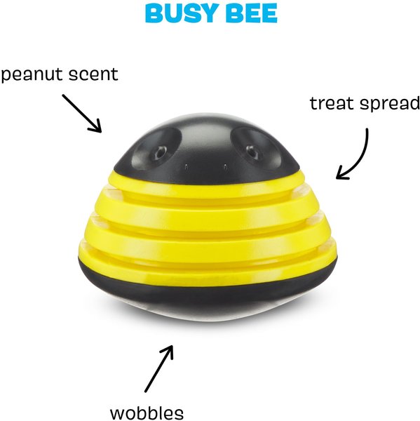 Show full view: BARK Super Chewer Busy Bee Treat Spreading Tough Squeaky Dog Chew Toy, Black slide 2 of 7