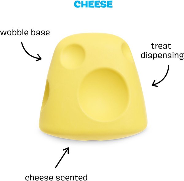 Show full view: BARK Super Chewer Cheese for Aggressive Chewers Squeaky Treat Dispensing Dog Toy, Yellow, Medium slide 2 of 8