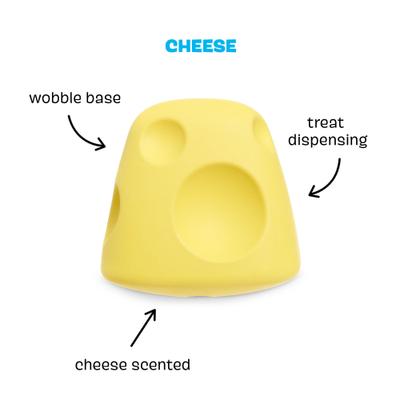 Show full view: BARK Super Chewer Cheese for Aggressive Chewers Squeaky Treat Dispensing Dog Toy, Yellow, Medium slide 3 of 9