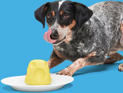 Show full view: BARK Super Chewer Cheese for Aggressive Chewers Squeaky Treat Dispensing Dog Toy, Yellow, Medium slide 5 of 9