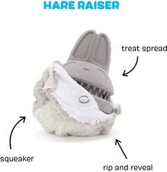 BARK Super Chewer Hare Raiser 2-in-1 Plush Exterior with Hard Core Tough Treat Dispensing Dog Chew Toy, Gray slide 2 of 7