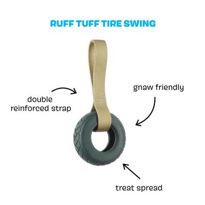 Show full view: BARK Super Chewer Ruff Tuff Tire Swing for Aggressive Chewers Squeaky Dog Chew Toy, Medium/Large slide 2 of 8