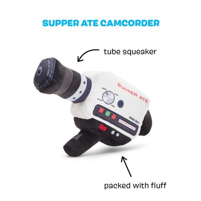 Show full view: BARK Supper Ate Camcorder Video Camera Squeaky Plush Dog Chew Toy, Large slide 2 of 8