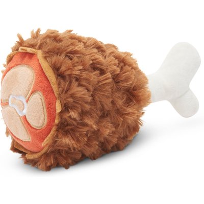BARK BARK Tavern Turkey Leg Squeaky Plush Dog Toy, Brown