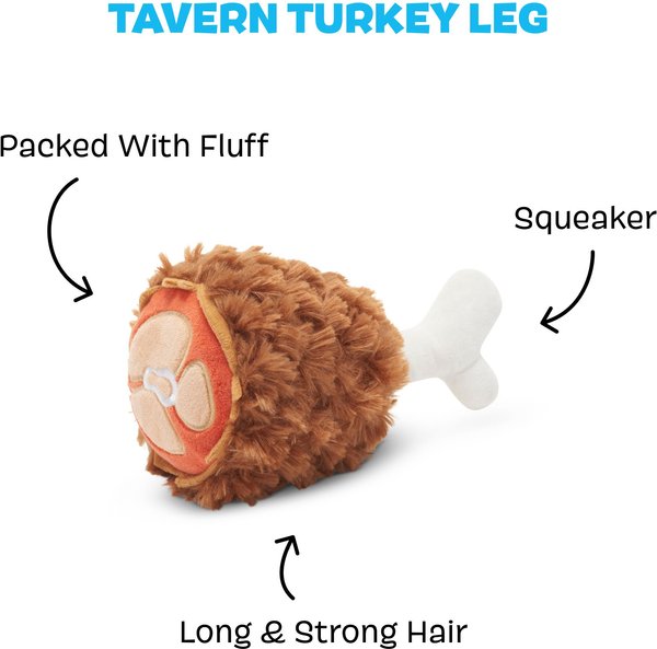 Show full view: BARK Tavern Turkey Leg Squeaky Plush Dog Toy, Brown slide 2 of 8