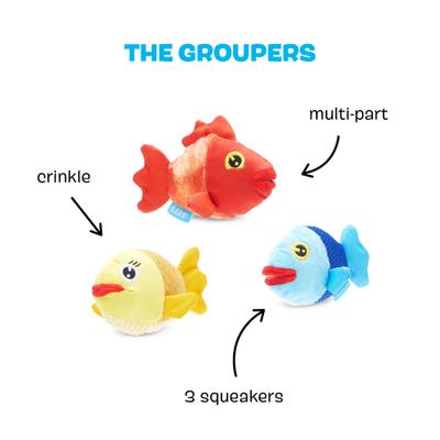 Show full view: BARK The Groupers 3-in-1 Squeaky Plush Dog Toy slide 3 of 9