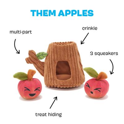Show full view: BARK Them Apples 3-in-1 Squeaky Plush Dog Toy slide 2 of 7