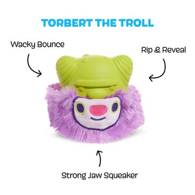 Show full view: BARK Torbert the Troll Tough Dog Chew Toy, Purple, Large slide 2 of 8