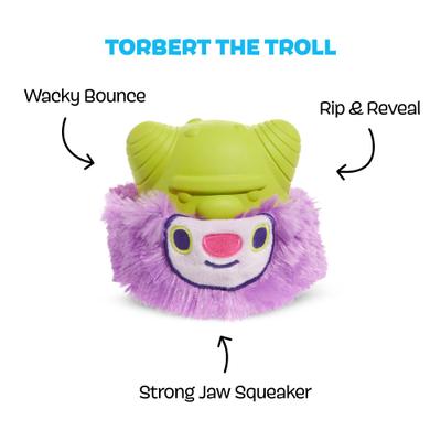 Show full view: BARK Torbert the Troll Tough Dog Chew Toy, Purple, Small slide 2 of 8