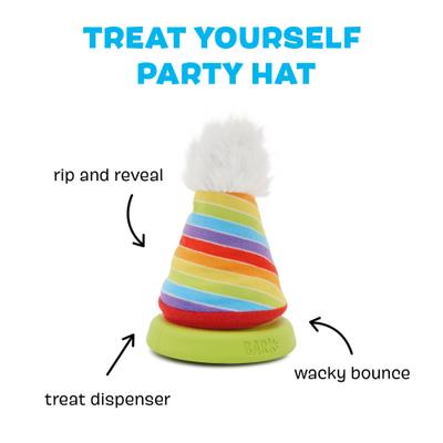 Show full view: BARK Treat Yourself Party Hat Rip & Reveal Tough Treat Dispensing Dog Toy slide 3 of 8