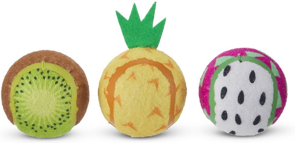 Show full view: BARK Tropicatch Fruit Ball Squeaky Plush Dog Toy, Small slide 1 of 9