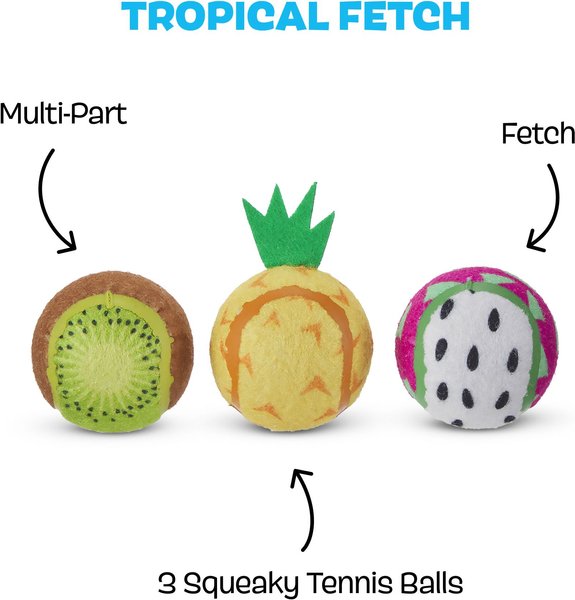 Show full view: BARK Tropicatch Fruit Ball Squeaky Plush Dog Toy, Small slide 2 of 9
