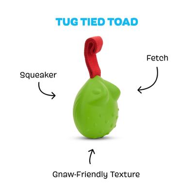 Show full view: BARK Tug Tied Toad & Fetch Tough Dog Tug Toy, Green, Large slide 2 of 8