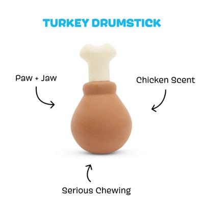 Show full view: BARK Turkey Drum Stick Dog Chew Toy, Brown, Small slide 2 of 9