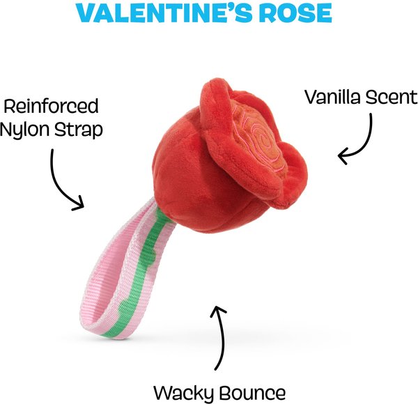 BARK Valentine's Rose Tough Dog Tug Toy, Red, Medium