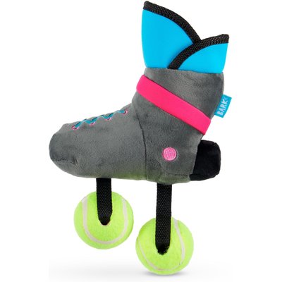 BARK BARK Way Rad Rollerblade Squeaky Tennis Ball Plush Dog Toy, X-Small/Small